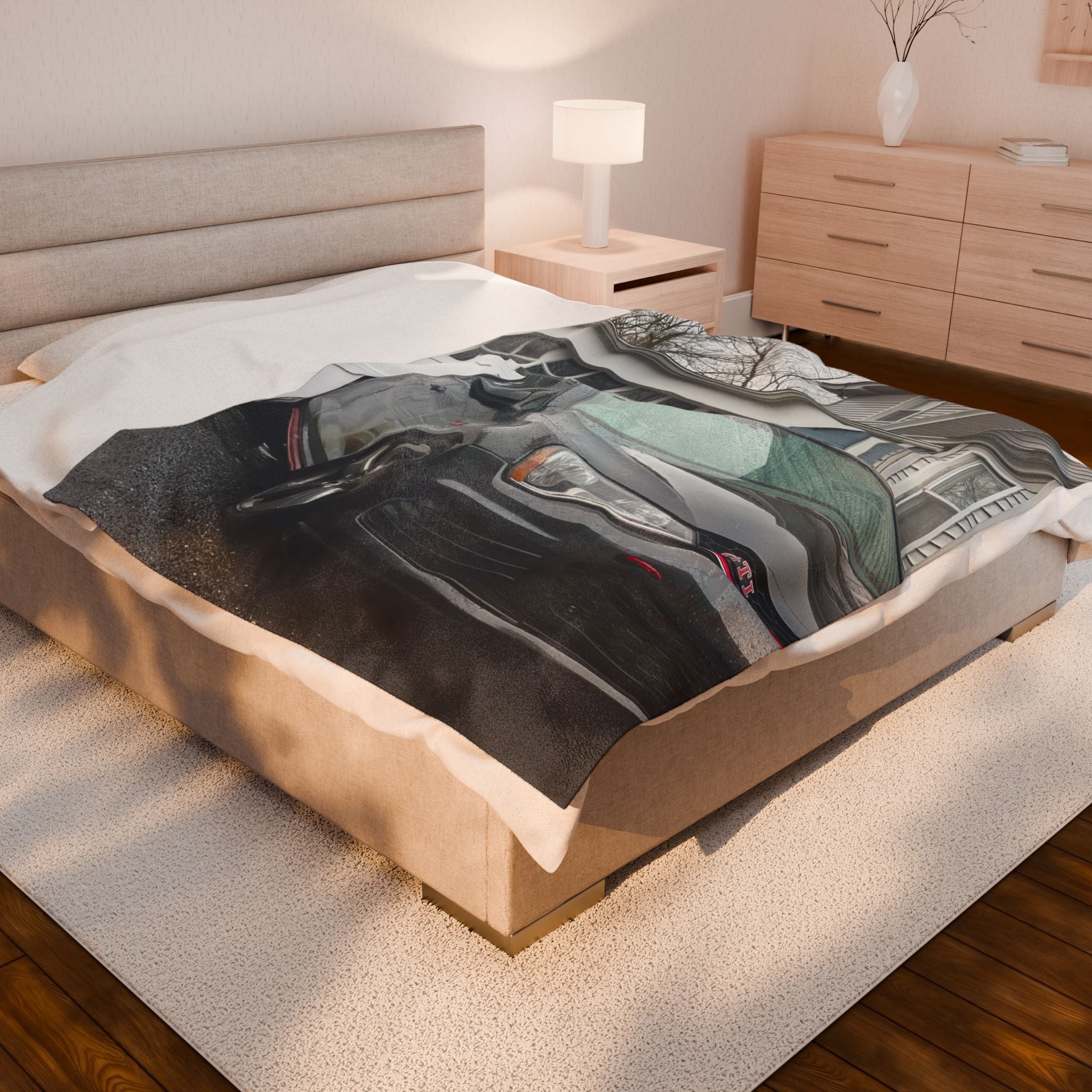 Personalized Car Velveteen Plush Blanket - Custom Comfort Travel Throw