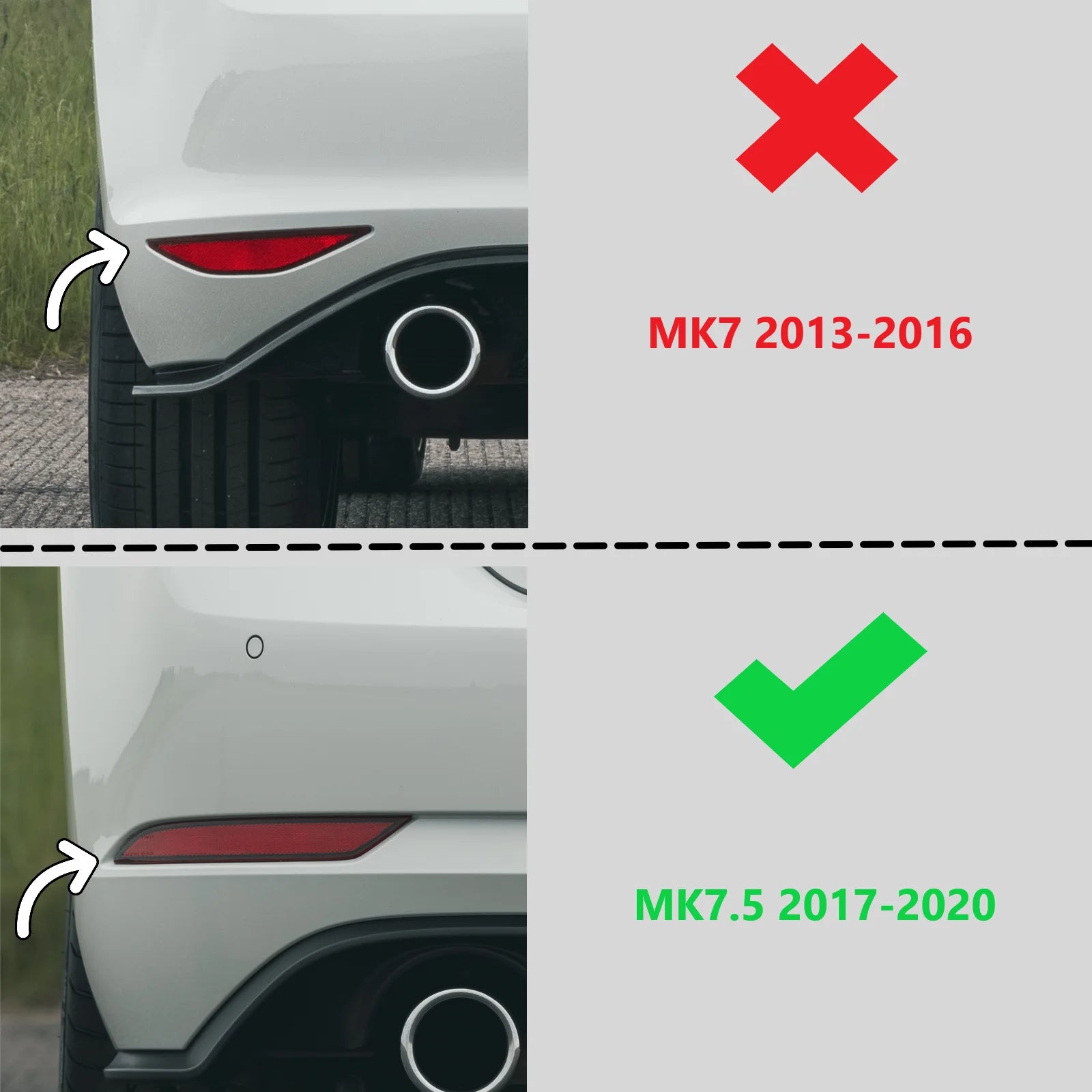 Gloss Black Honeycomb Rear Reflector Delete Volkswagen MK7.5 Golf / GTI / R