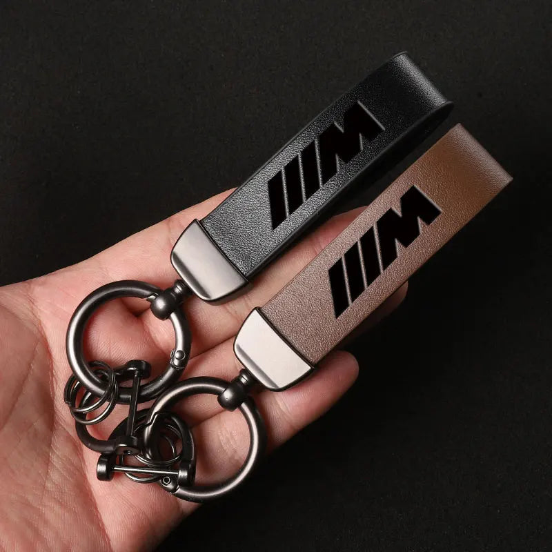 Luxury Genuine Leather Keychain – Motorsport-Inspired