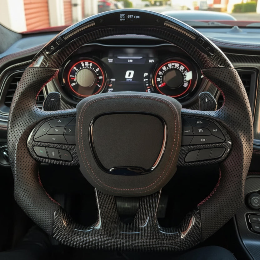 Apex Precision Carbon Fiber LED Steering Wheel Dodge Challenger/Charger/Durango/Jeep Grand Cherokee SRT