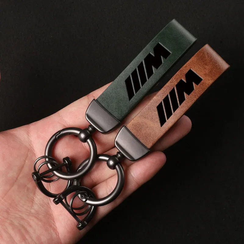 Luxury Genuine Leather Keychain – Motorsport-Inspired