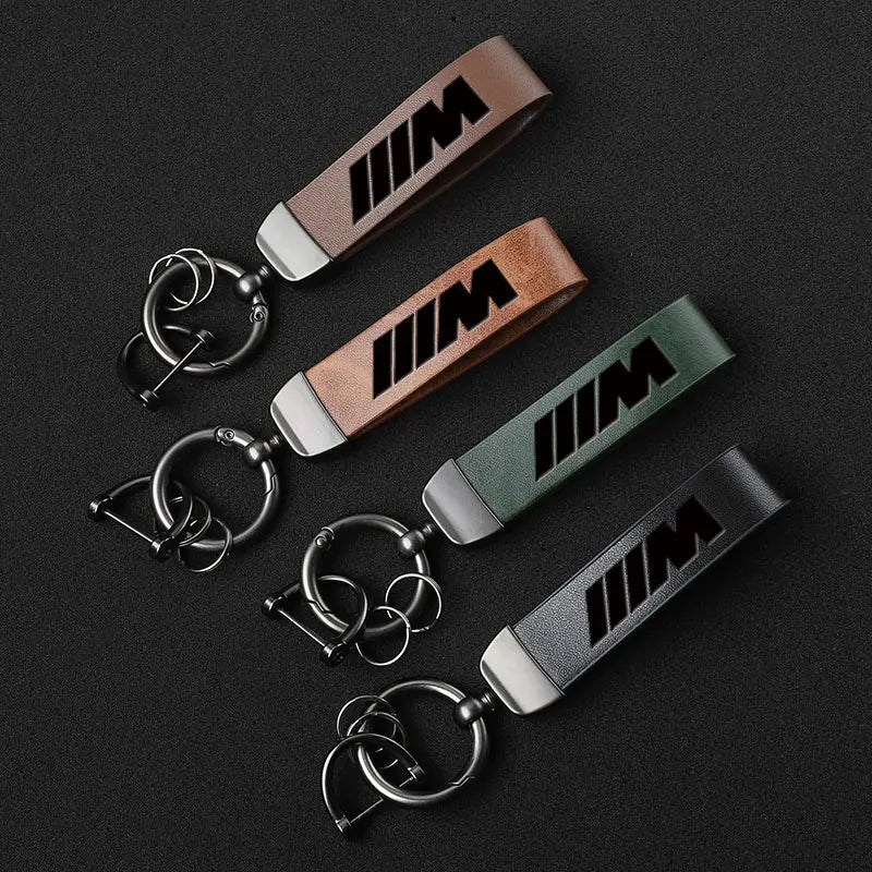 Luxury Genuine Leather Keychain – Motorsport-Inspired