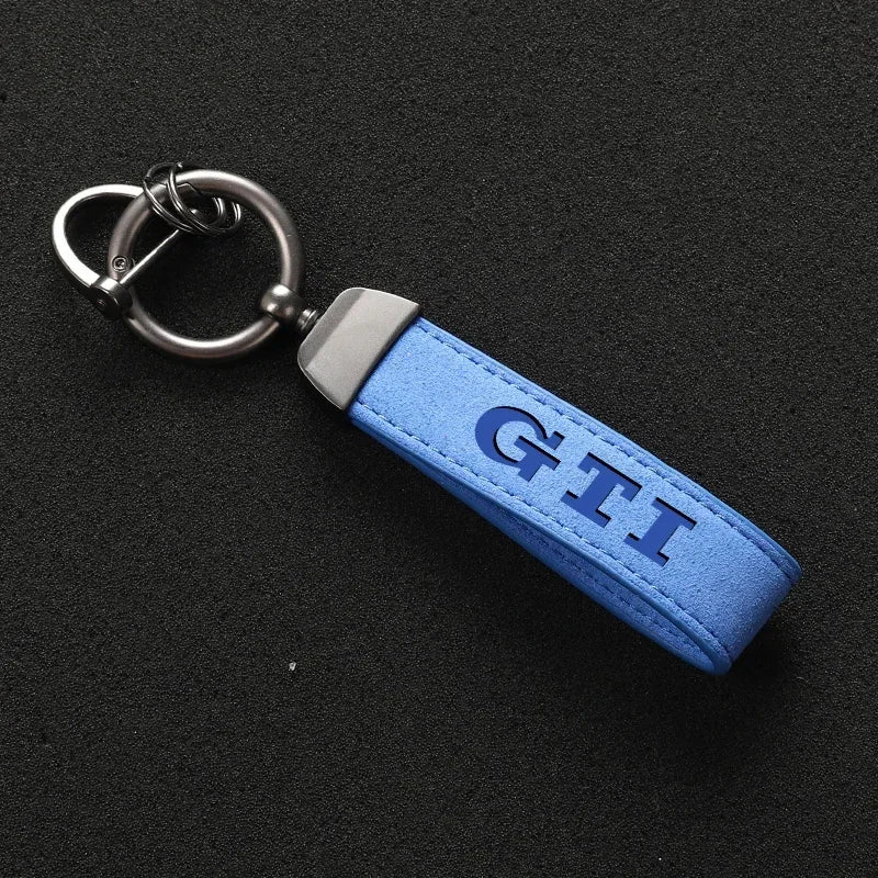 Suede Leather Keychain Key Ring - Volkswagen GTI Inspired