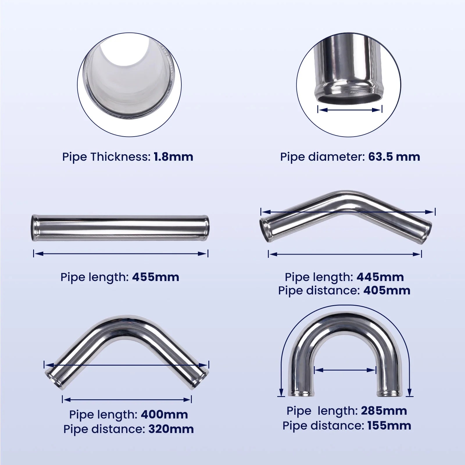 Apex Precision Universal 2.5” Intercooler Turbo Piping Kit