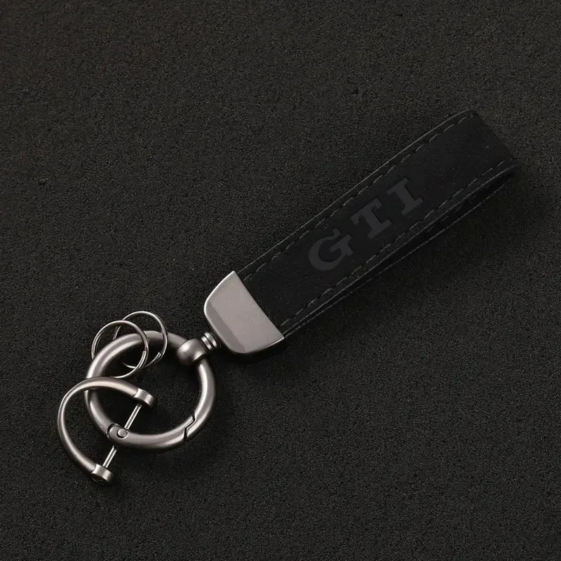 Suede Leather Keychain Key Ring - Volkswagen GTI Inspired