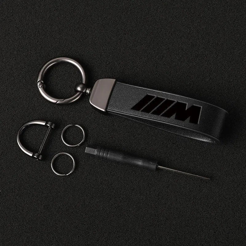 Luxury Genuine Leather Keychain – Motorsport-Inspired