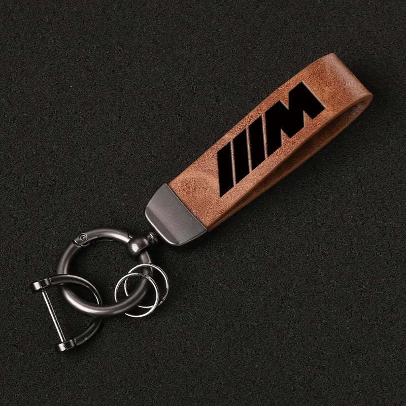 Luxury Genuine Leather Keychain – Motorsport-Inspired