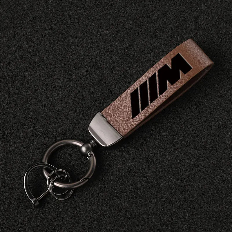 Luxury Genuine Leather Keychain – Motorsport-Inspired